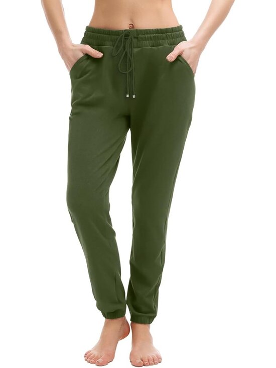 Pants - Women's Green Imported Breathable Adjustable Drawstring Sweatpants